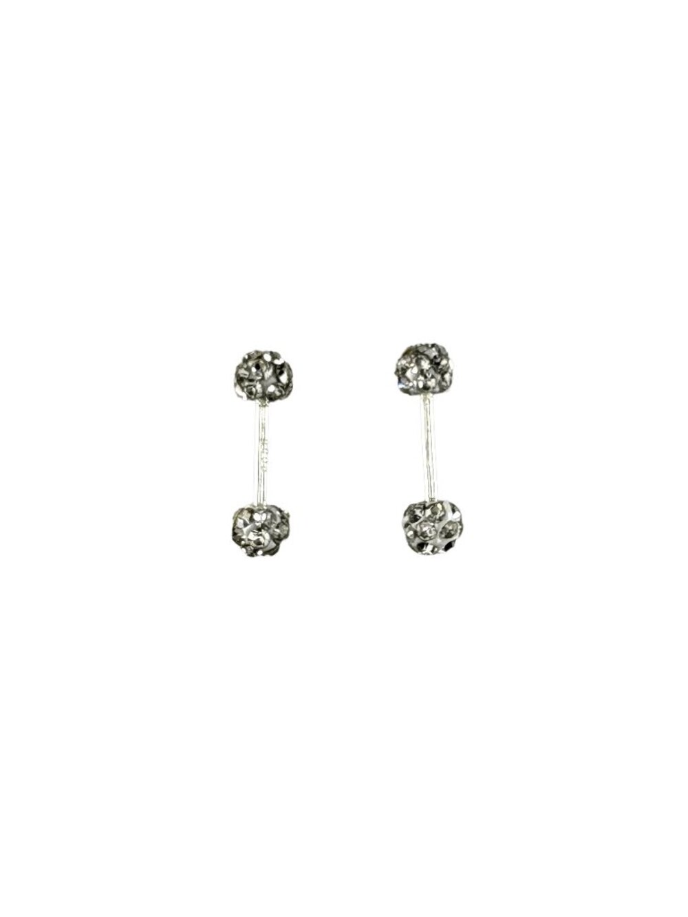 925 Sterling Silver Sparkly CZ Screw Back Stud Earrings 3x12mm Tiny Small